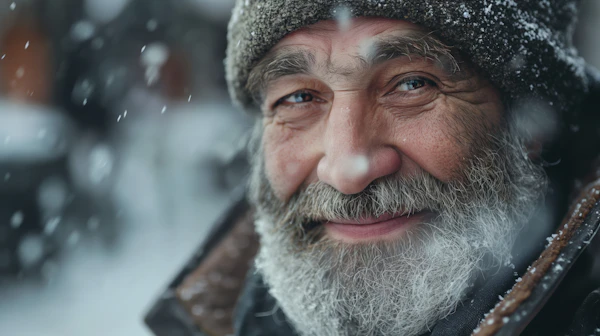 Elderly Man in Snow