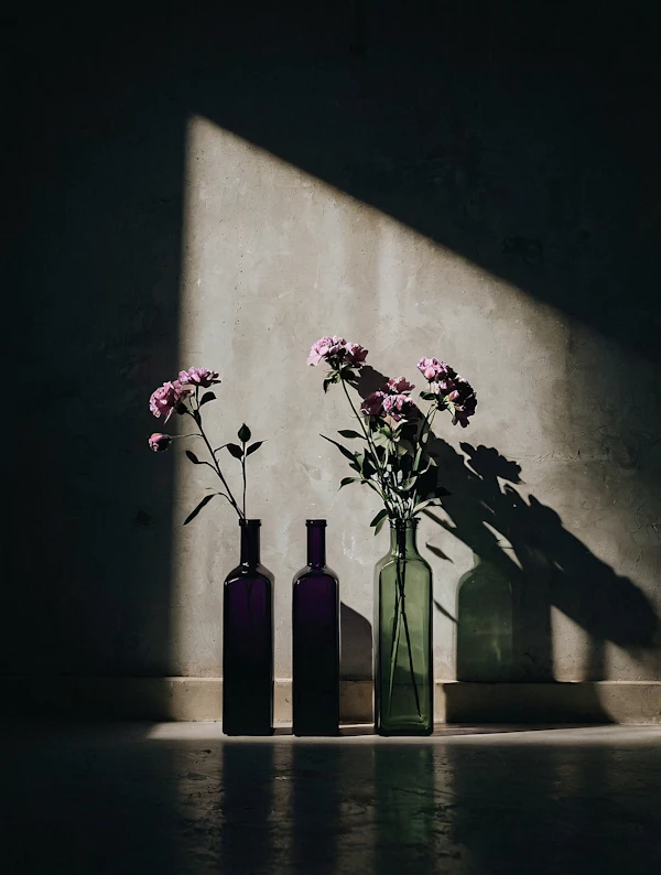 Glass Bottles & Flowers