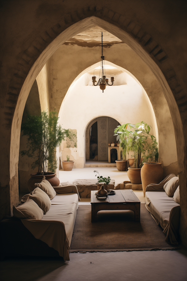 Traditional Alcove Retreat with Daybeds and Terracotta Accents