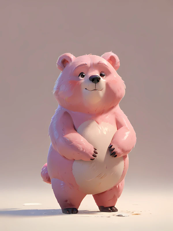 Pink Bear Illustration