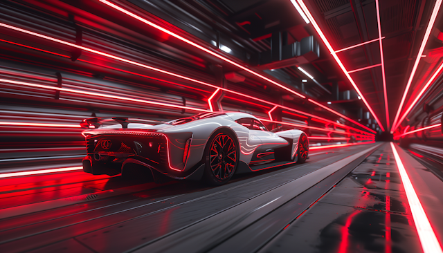 Futuristic Sports Car in Motion