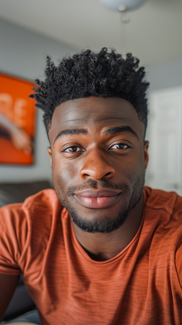 Close-up Selfie of Man with Brown Skin