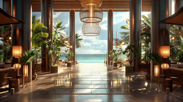 Luxurious Tropical Hotel Lobby