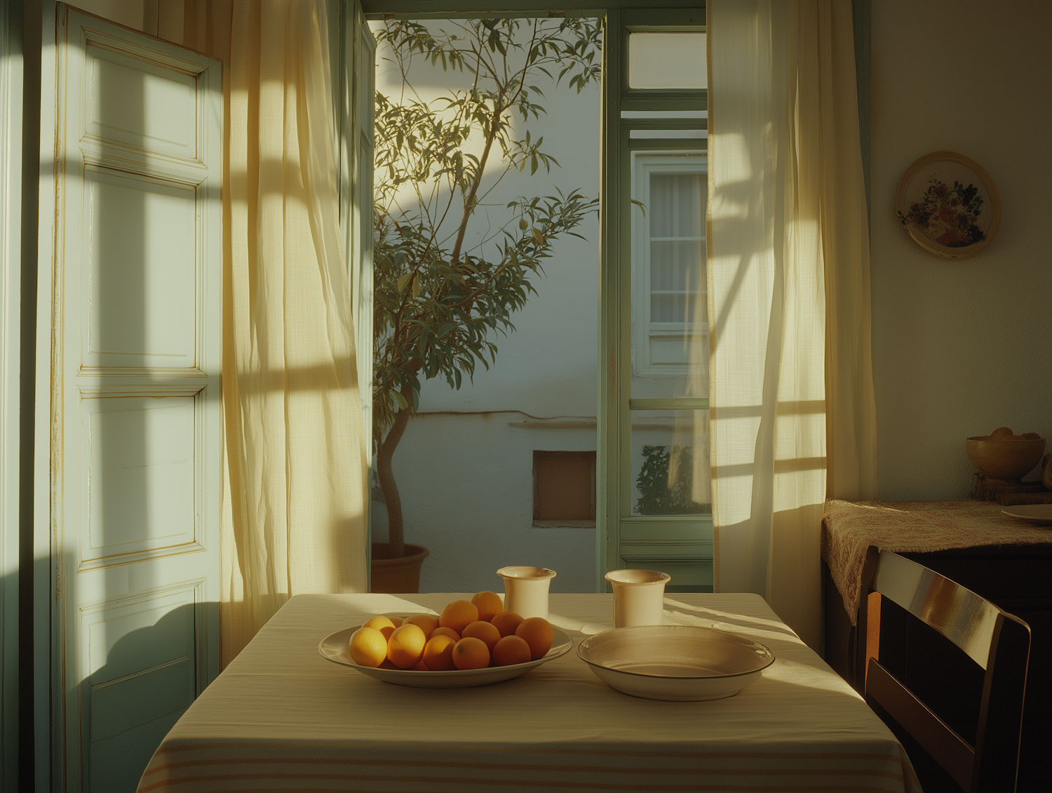 Serene Interior with Sunlit Table