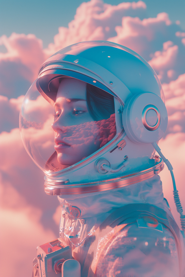 Contemplative Astronaut in Ethereal Cosmos