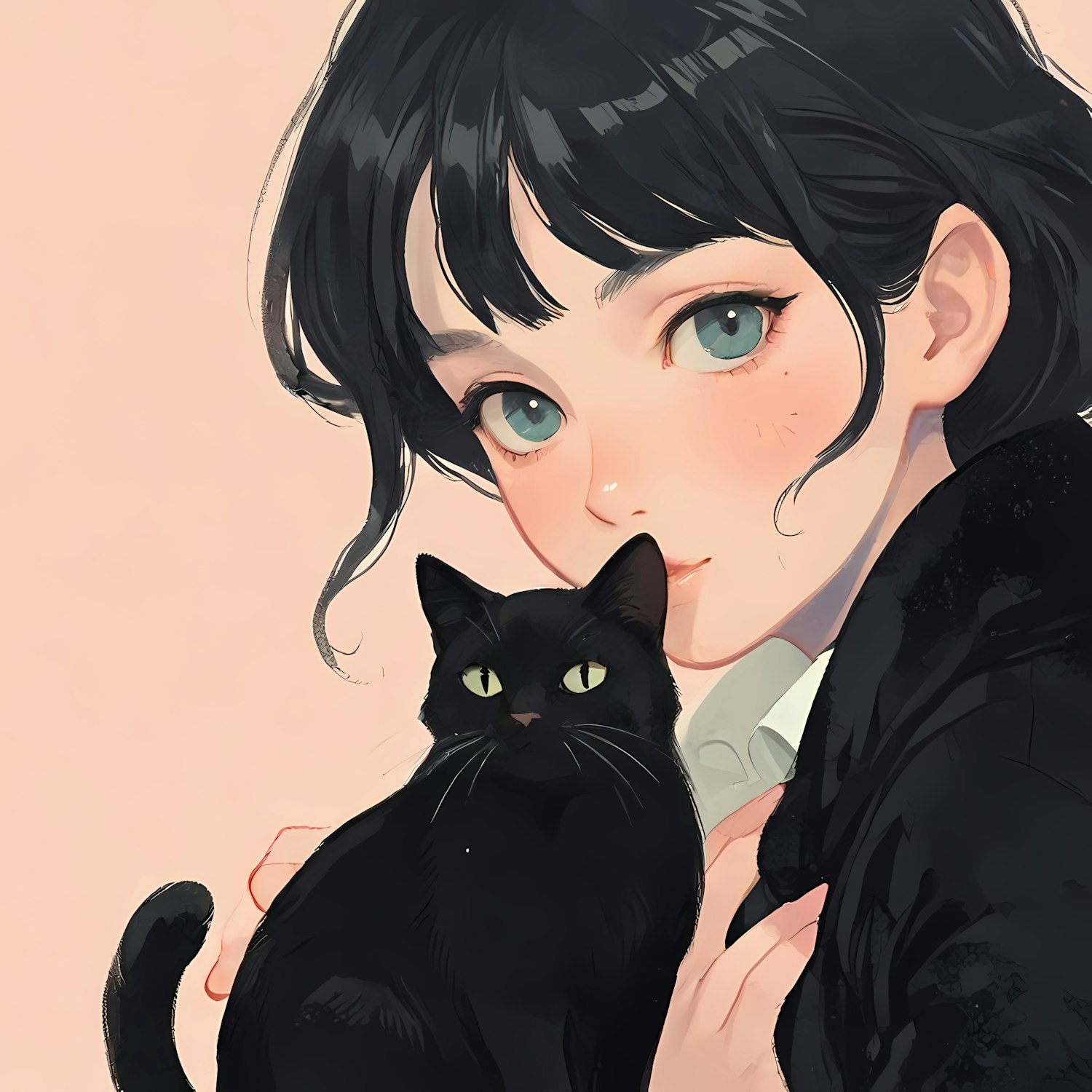 Woman with Black Cat