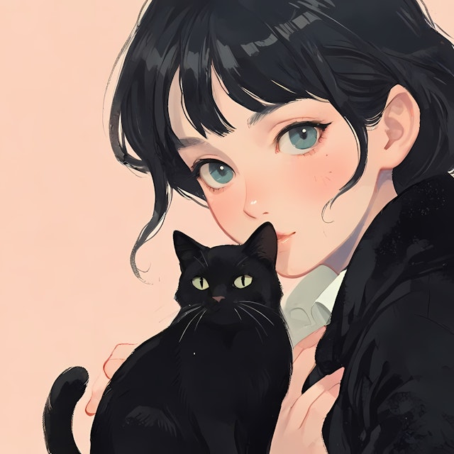 Woman with Black Cat