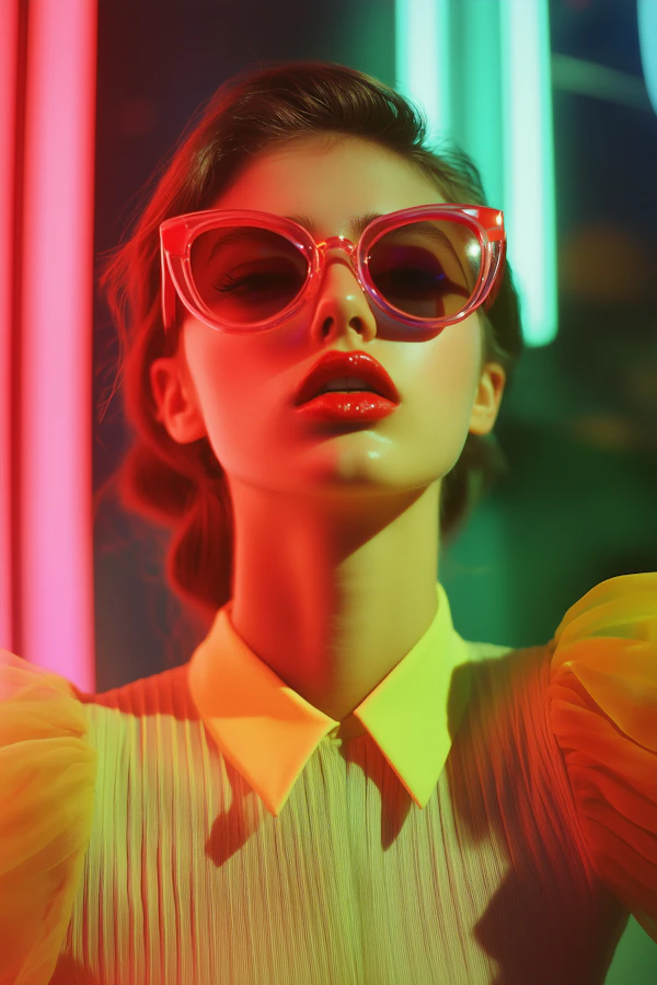 Vibrant Portrait with Bold Sunglasses
