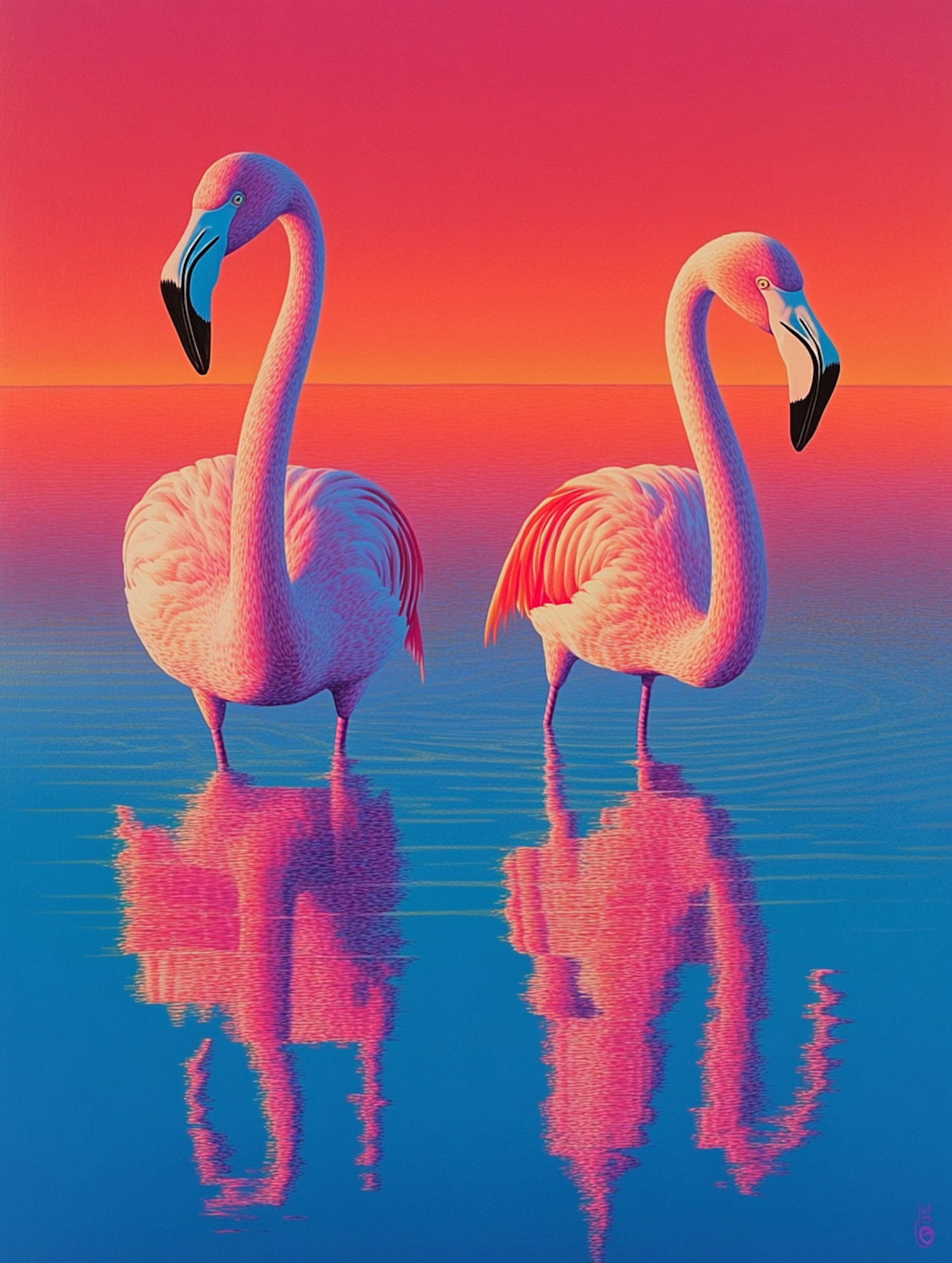 Flamingos at Sunset