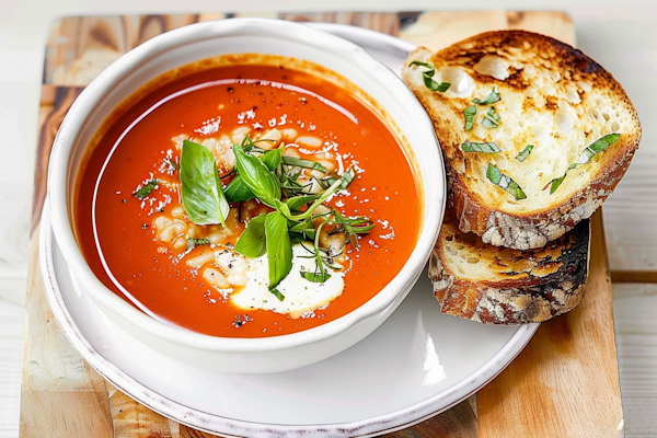 Vibrant Tomato Soup with Grilled Bread