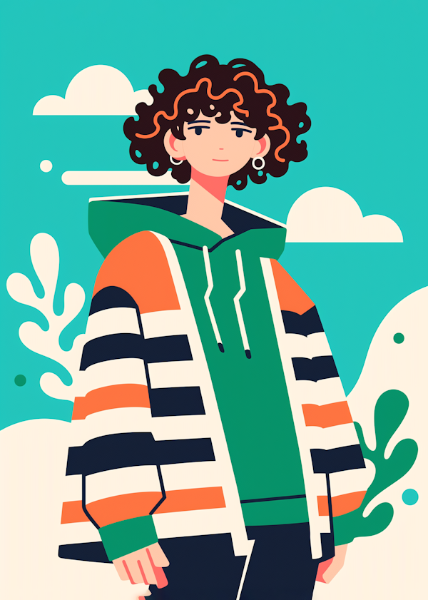 Stylized Person with Curly Hair