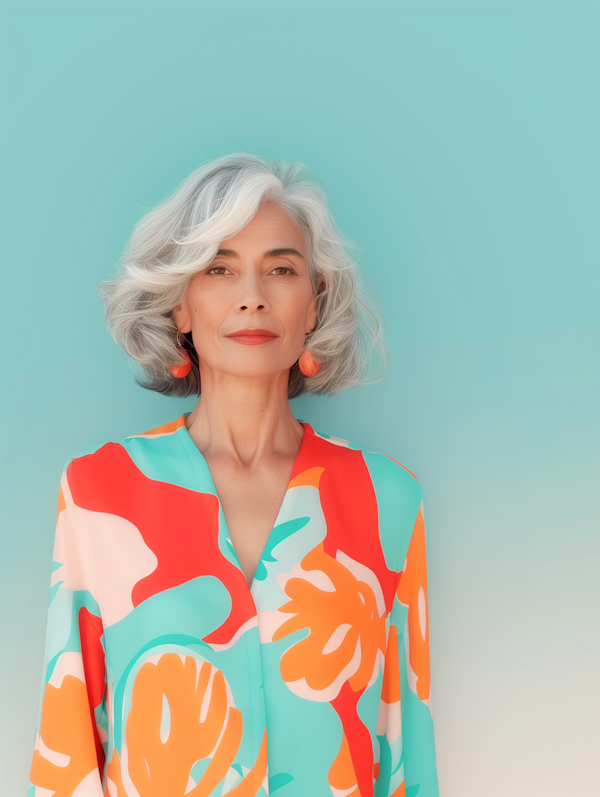 Confident Elderly Woman with Stylish Attire