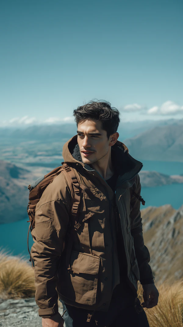 Man on Mountain Trail