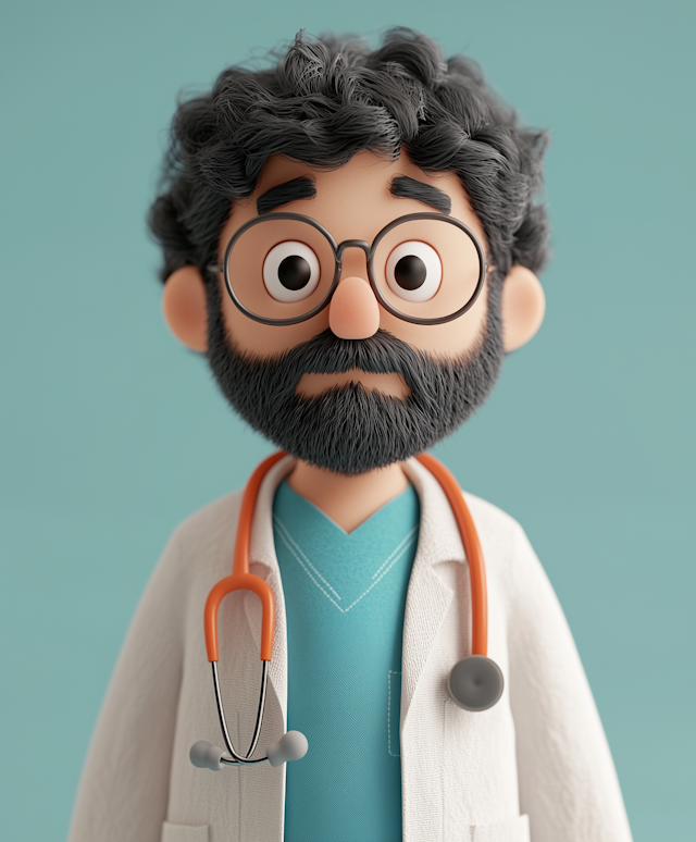 Cartoonish Doctor Character Illustration