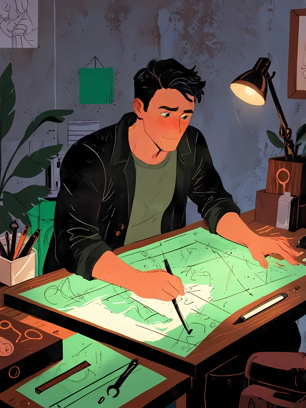 Artist at Drafting Table