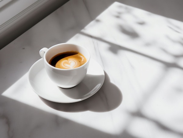 Minimalistic Coffee with Heart Latte Art