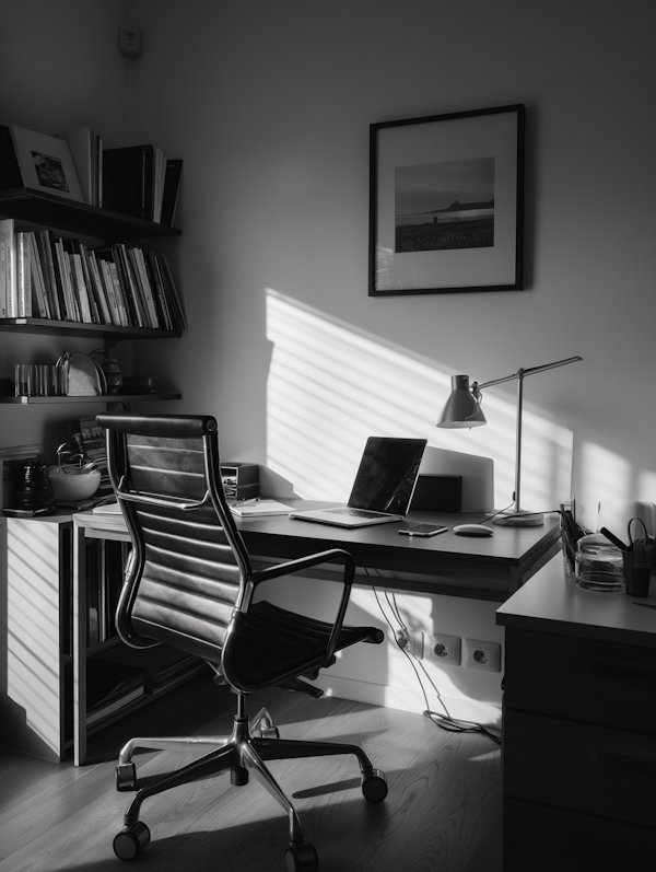 Modern Home Office in Black and White