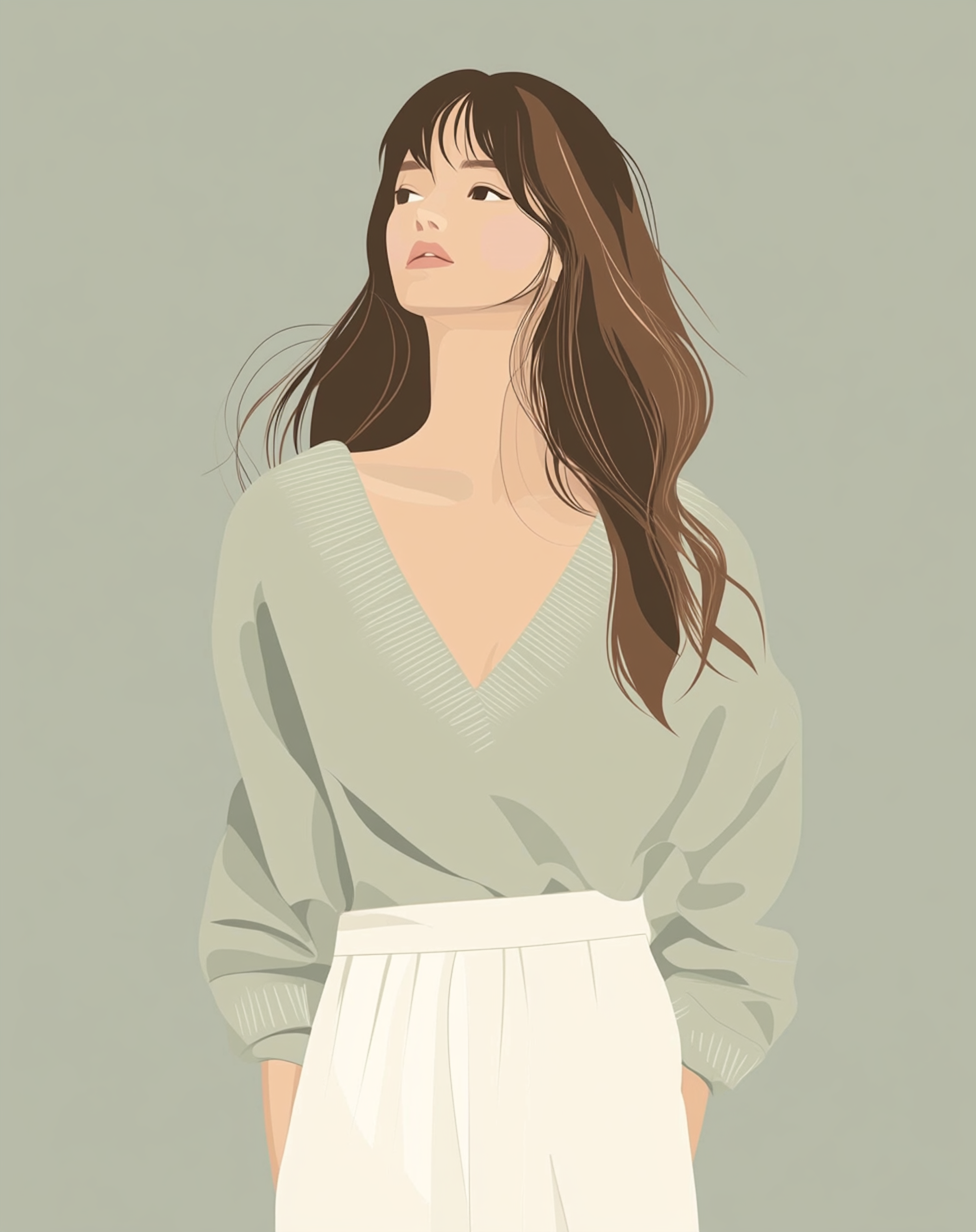 Serene Young Woman in Pastel Tones