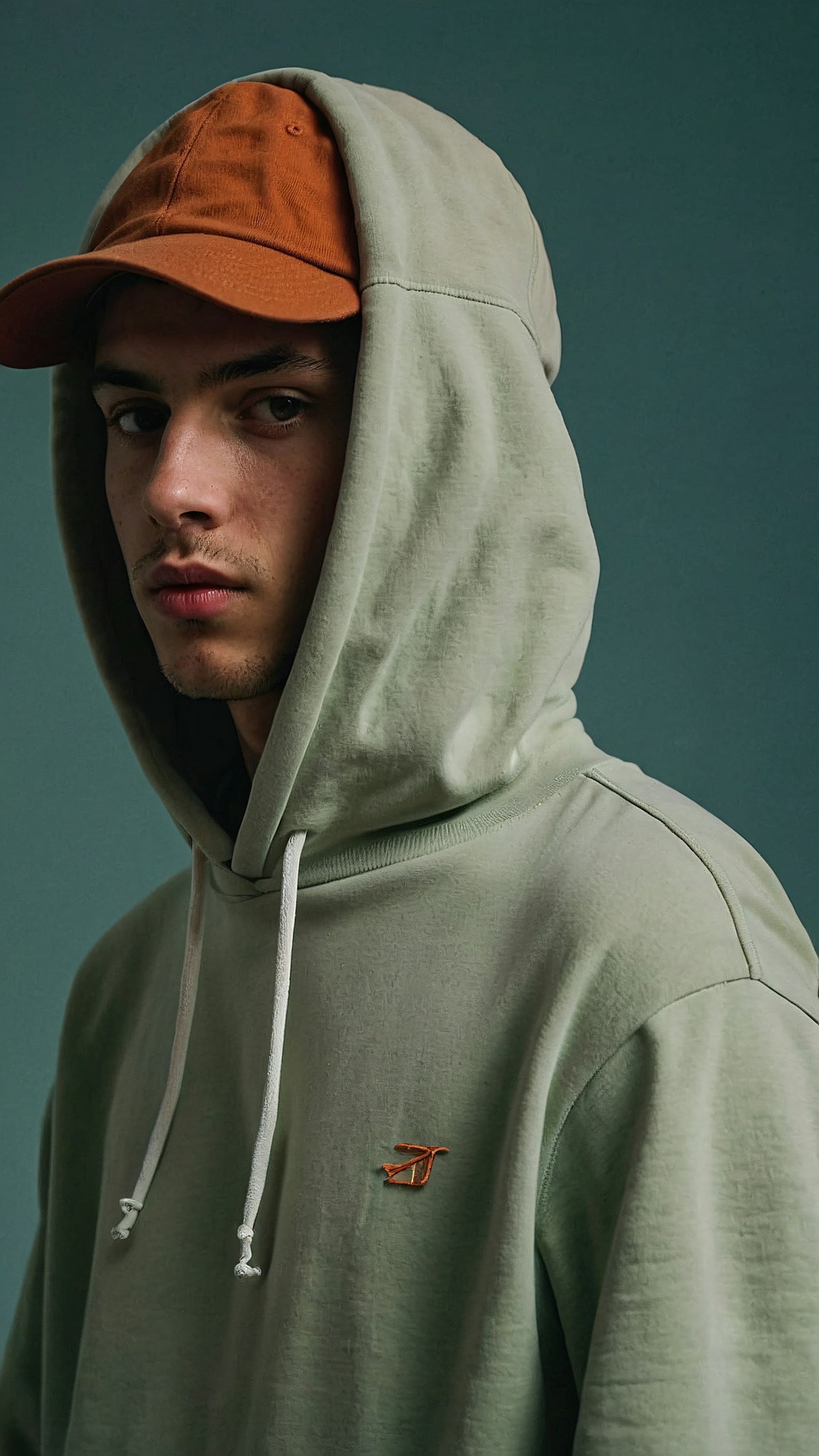 Contemplative Young Man in Hoodie