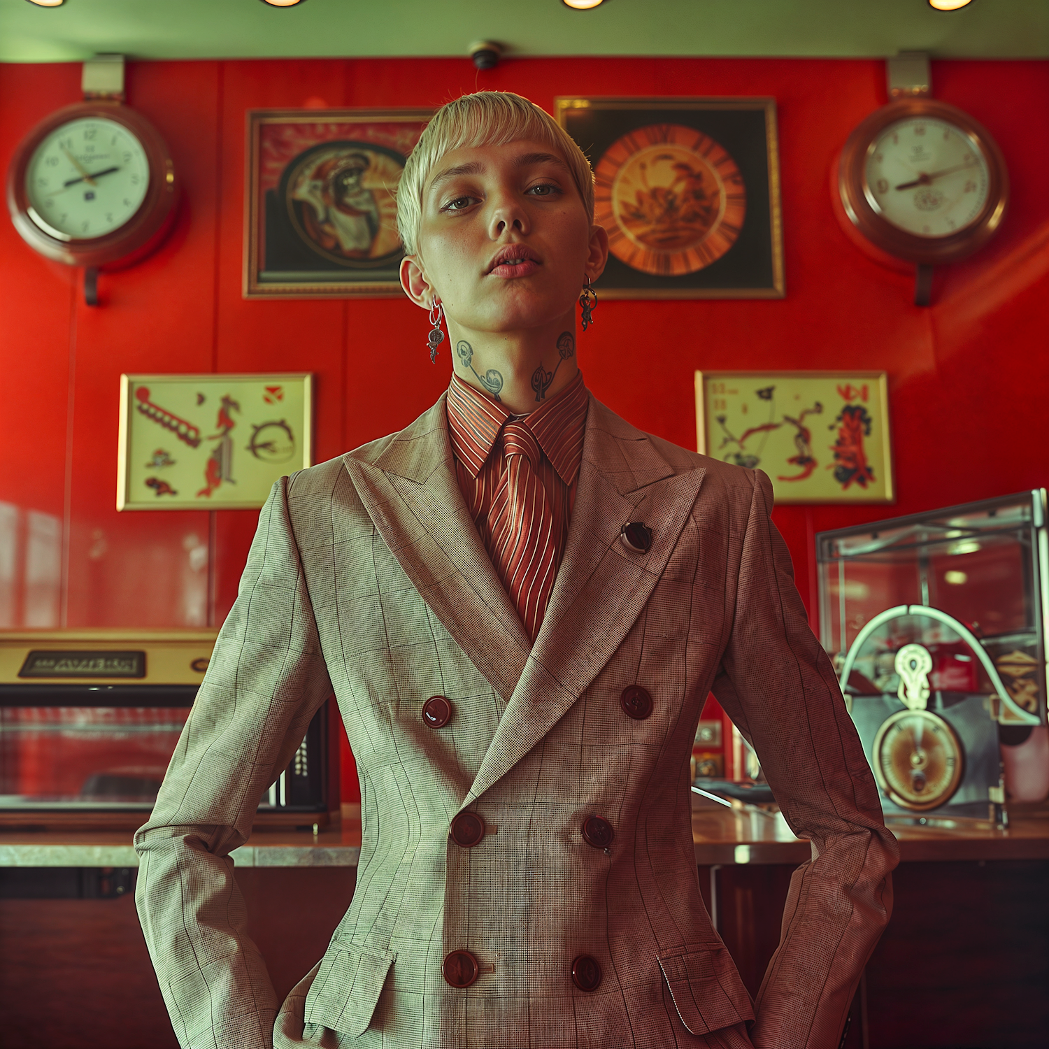 Stylish Woman in Retro Diner