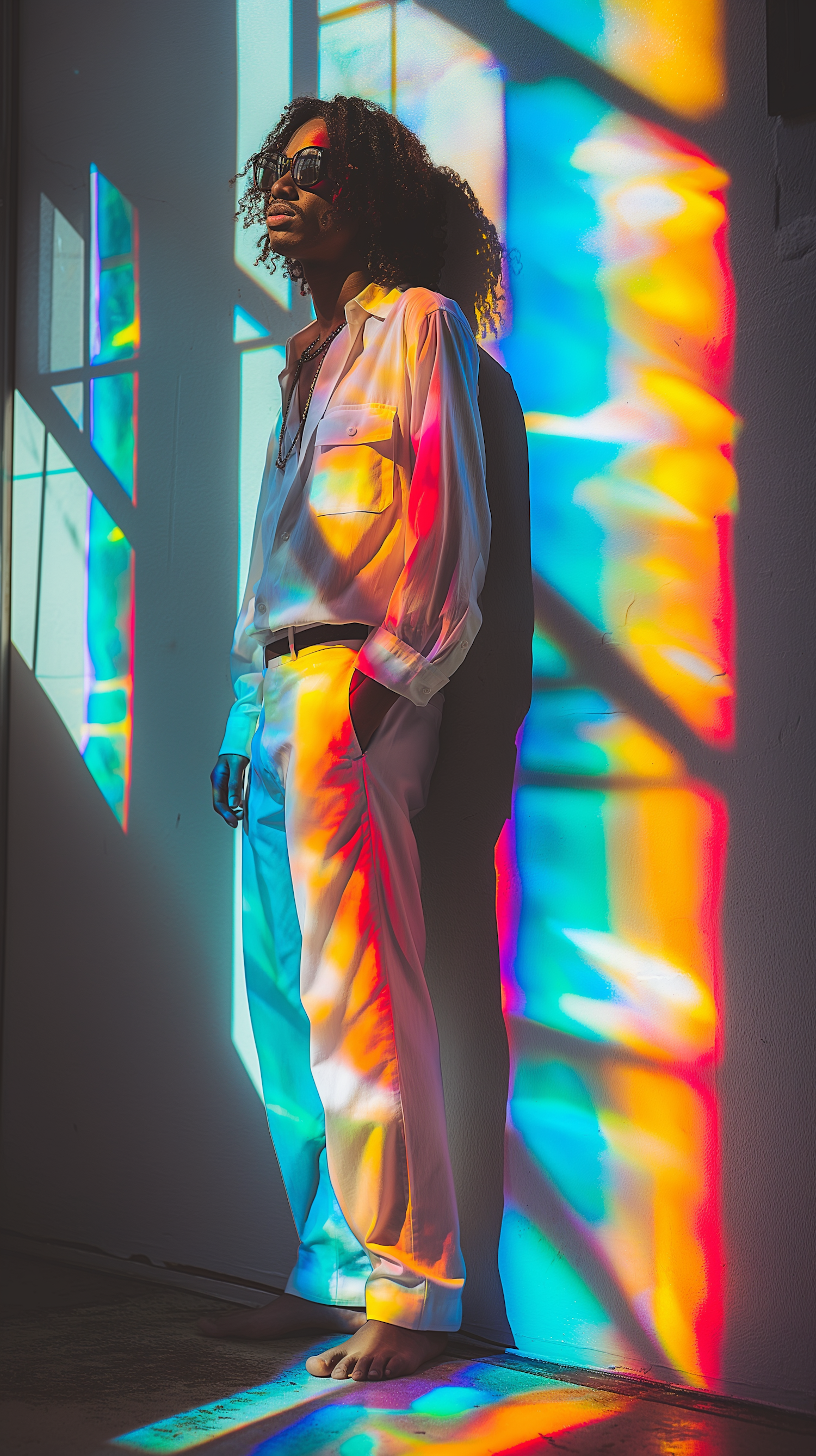 Fashionable Figure in Colorful Light