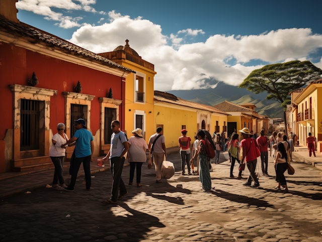 Historic Street Life under Sunny Skies