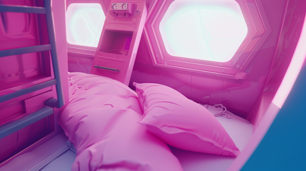 Futuristic Pink-Themed Sleeping Quarters