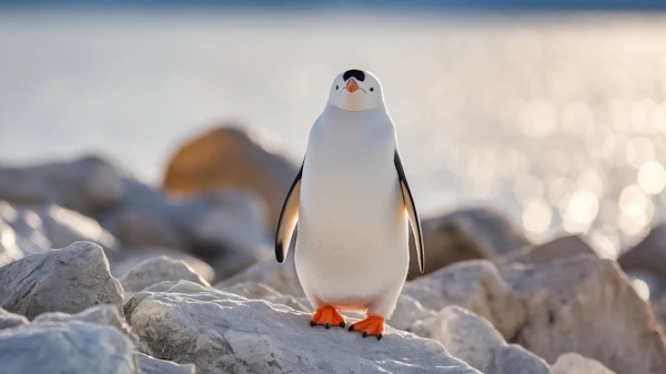 Penguin on Rocky Shore