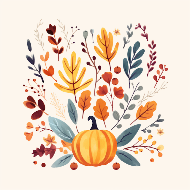 Autumn Harvest Wreath Illustration