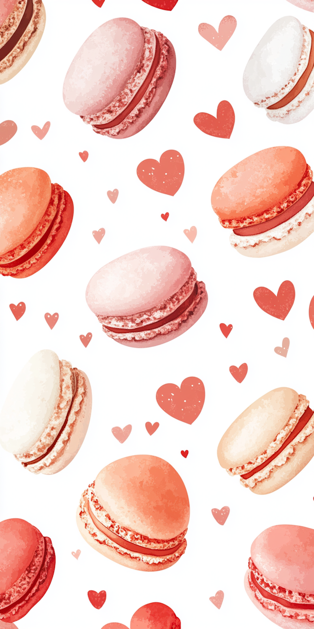 Colorful Macarons and Hearts