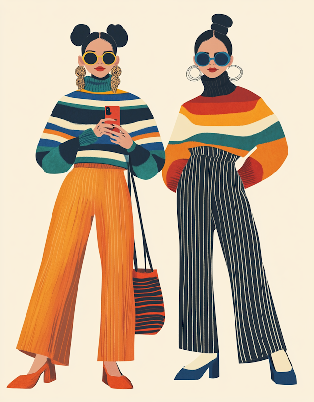 Stylish Women in Colorful Outfits