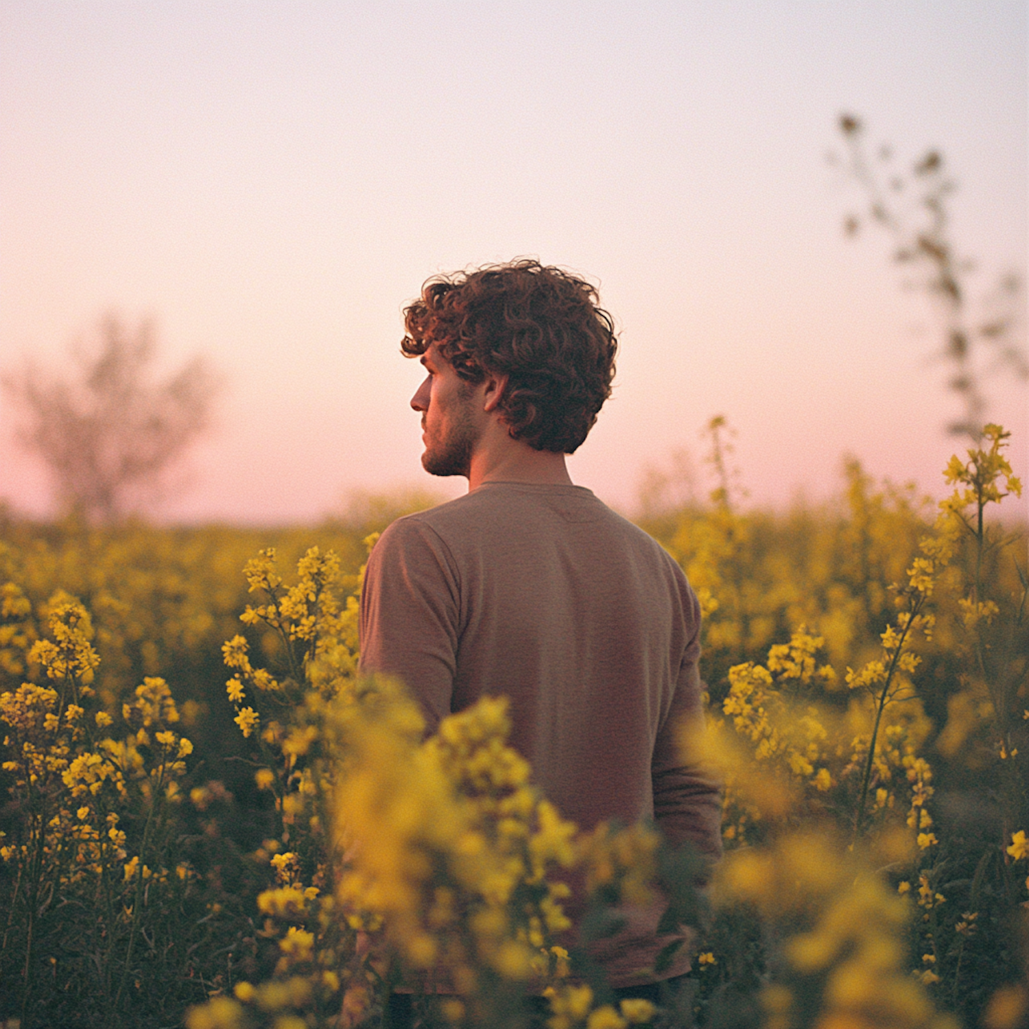 Person in Field of Yellow Flowers