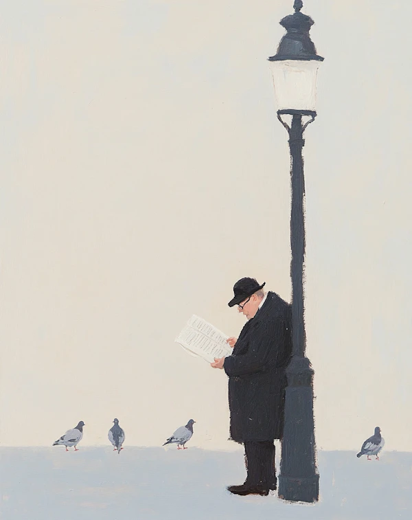 Man Reading by Lamp