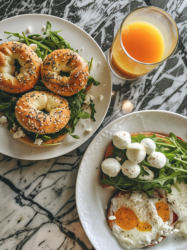 Elegant Breakfast Spread on Marble