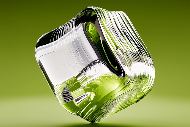 Transparent Cube on Green Background