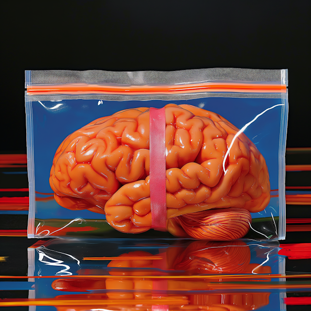 Surreal Brain in Plastic Bag