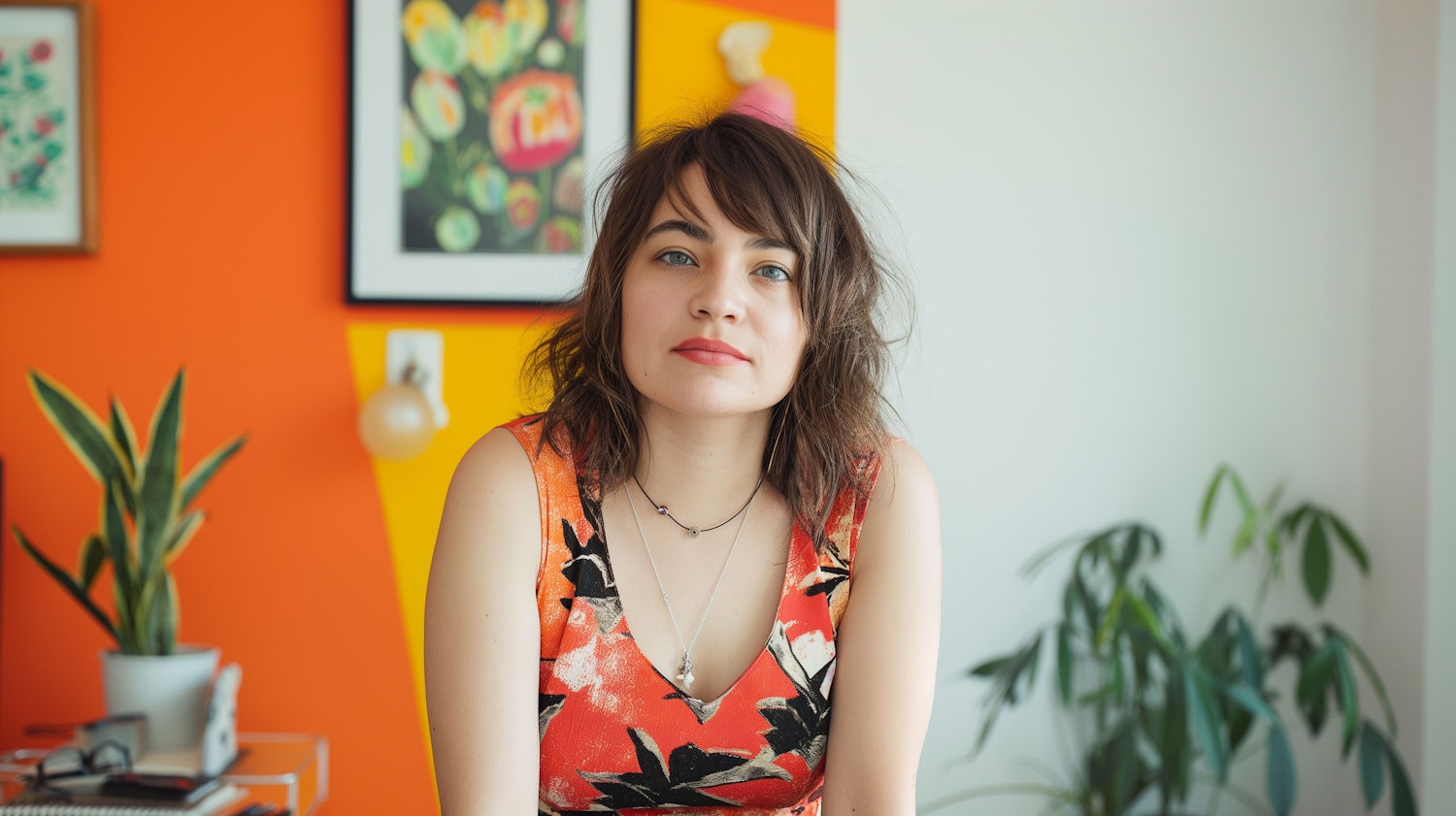 Serene Woman in Vibrant Room