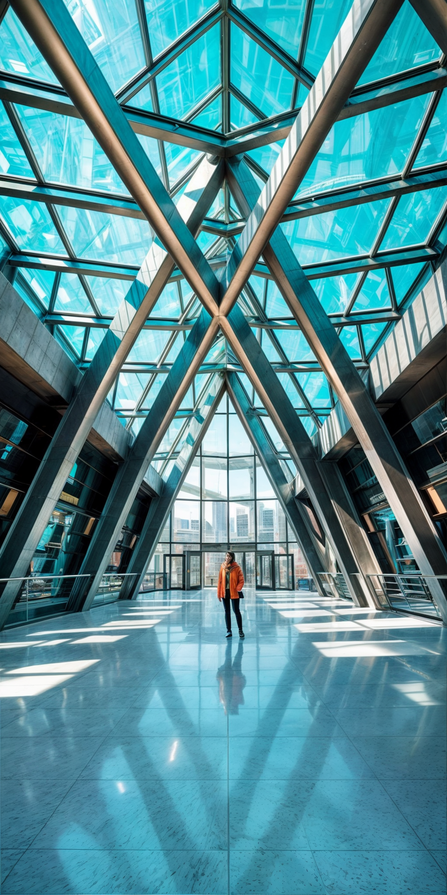 Geometric Glass Ceiling Interior