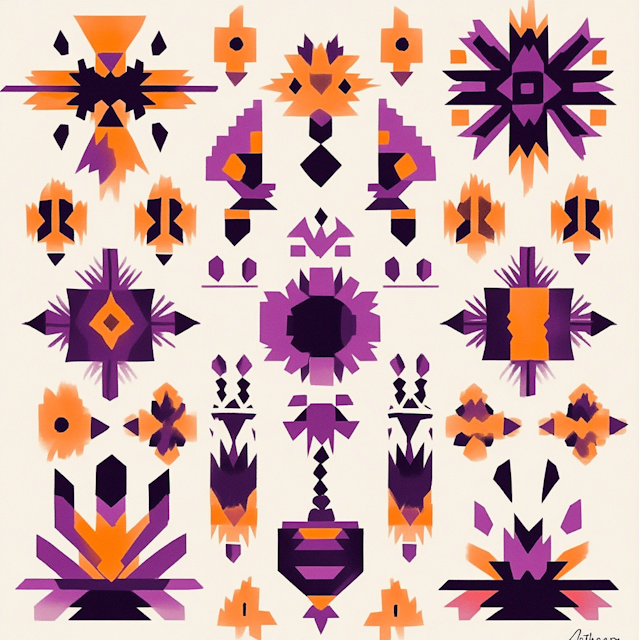 Geometric Symmetry in Purple and Orange