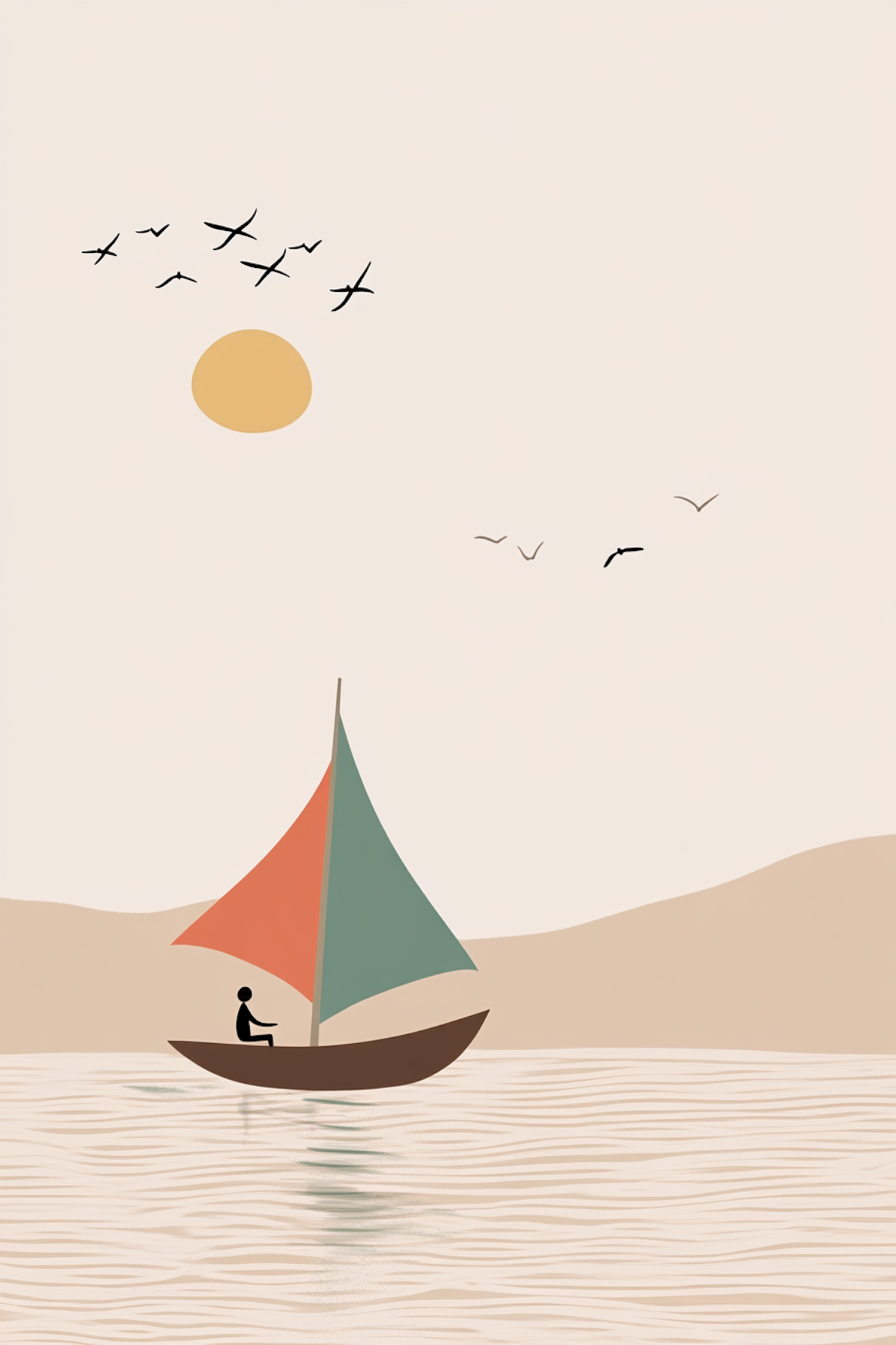 Minimalist Sailboat Scene