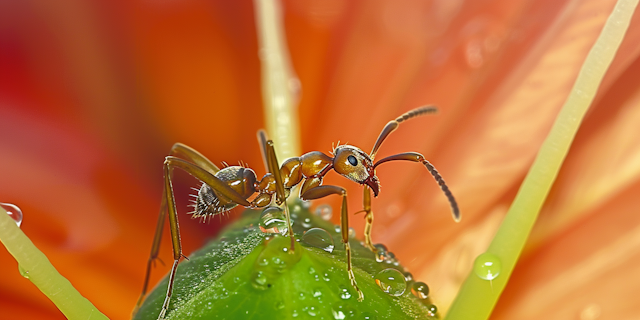 Macro Ant on Leaf