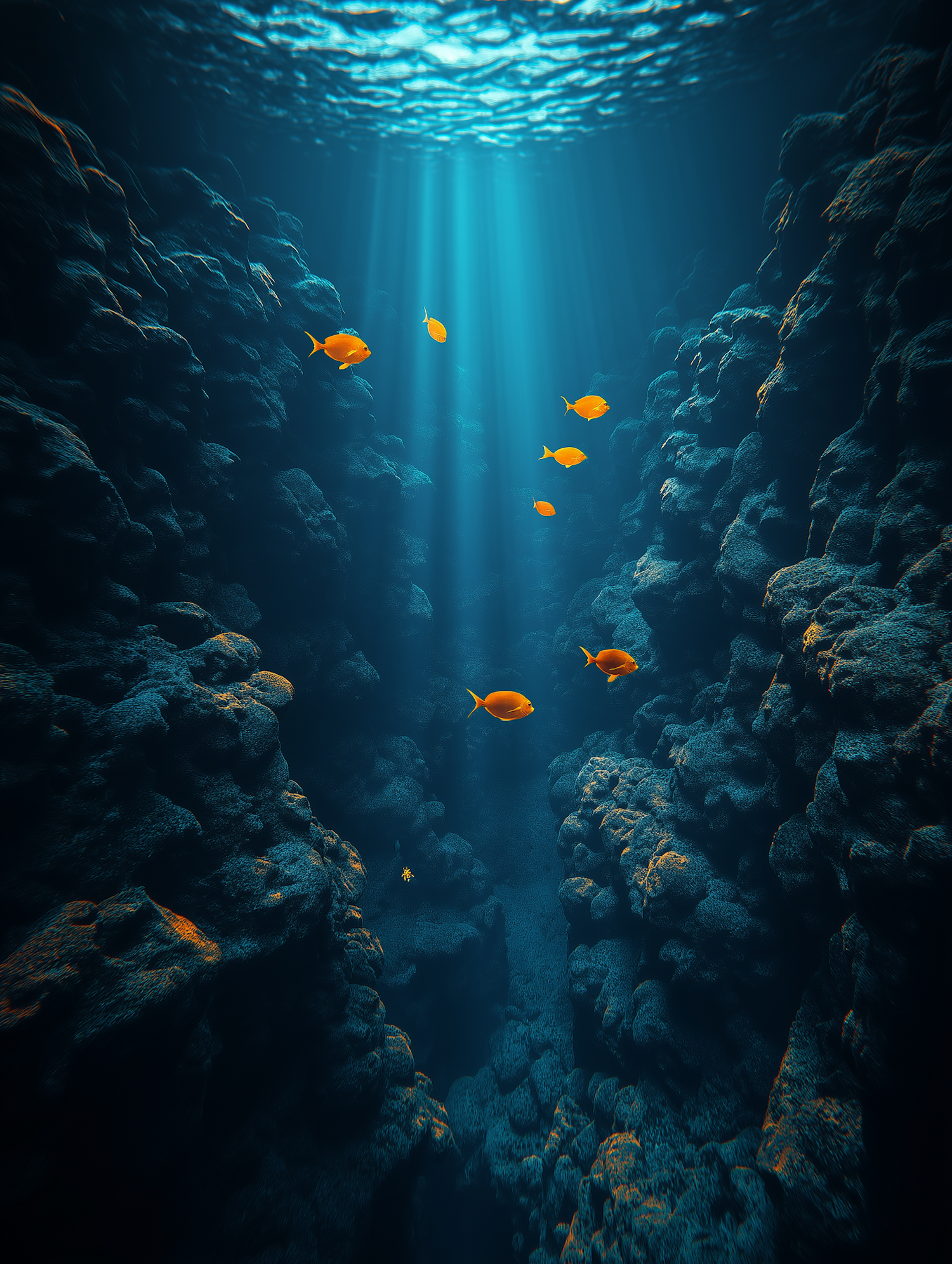 Underwater Scene with Orange Fish