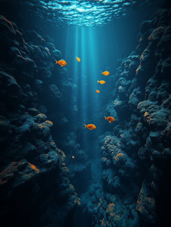 Underwater Scene with Orange Fish