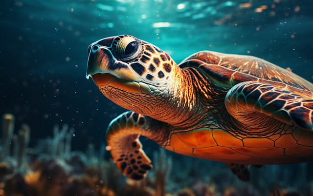 Serene Amber-Shell Sea Turtle