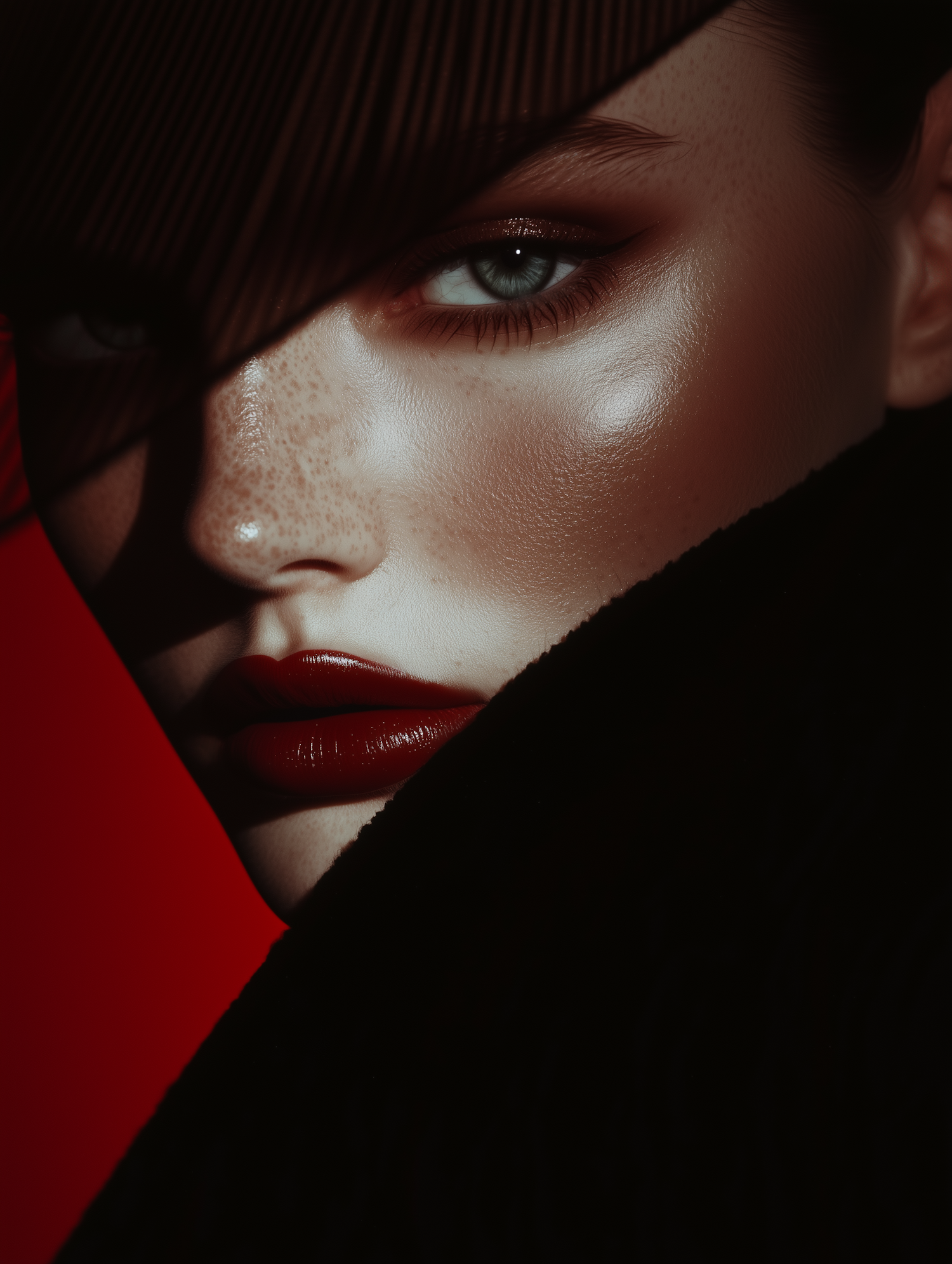 Dramatic Portrait with Red Accents