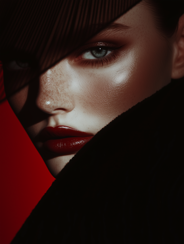 Dramatic Portrait with Red Accents