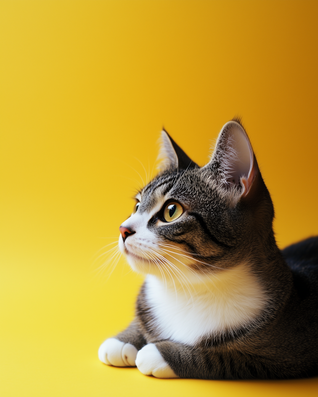 Close-up of a Cat with Yellow Background