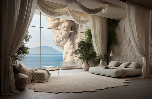 Tranquil Oasis with Panoramic Seascape View