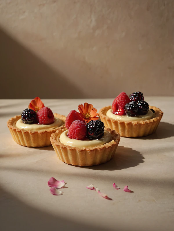 Fruit Tarts on Beige
