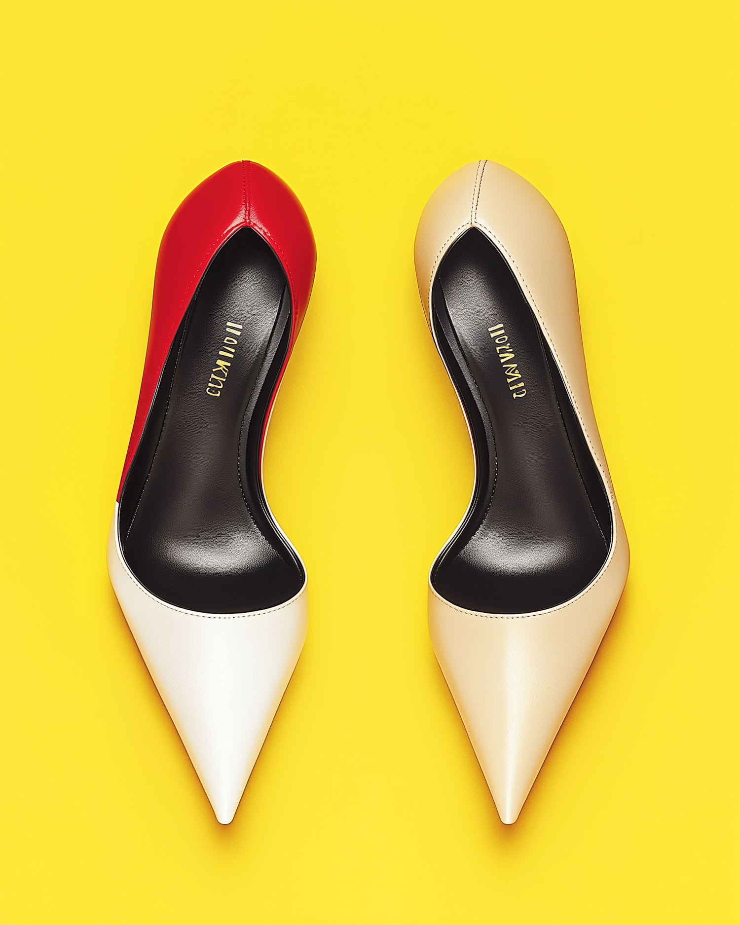 High-Heeled Shoes on Yellow Background